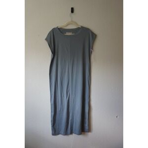Everlane The Luxe T-Shirt Midi Dress 100% Cotton Minimalist Relaxed Slit Gray M